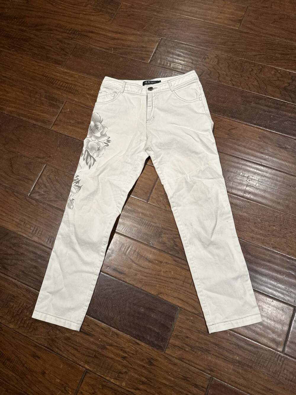 DEIEL White Floral Graphic Straight Leg Pants‎ Size 28